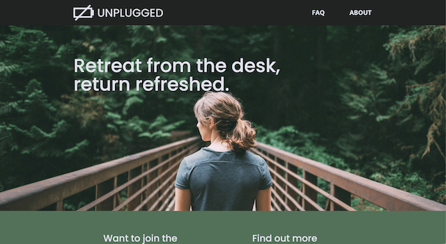 Unplugged Retreat homepage